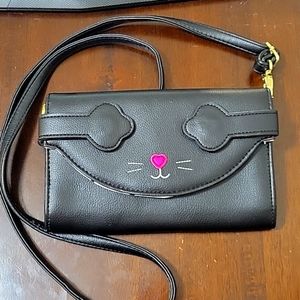 Luv Betsey by Betsey Johnson Black Cat "wallet on a string" cross body mini bag